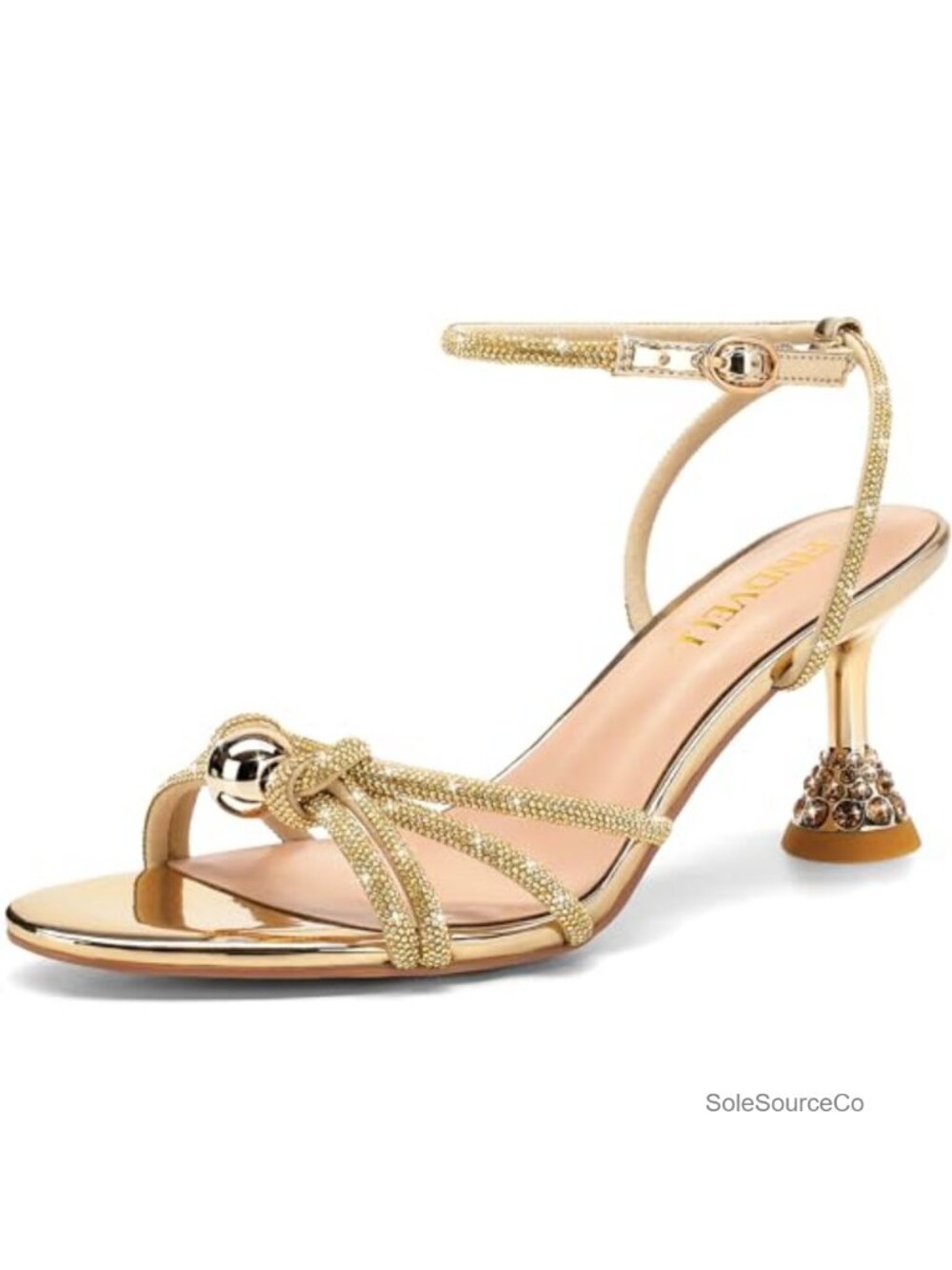 Women's Kitten Heel Rhinestone Pearl Strappy Sandals Low Heel Party Wedding